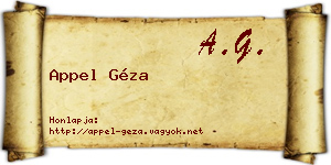 Appel Géza névjegykártya